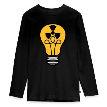 atom energie zeichen symbol radioaktiv gluehbirne - Teenager Premium Bio Langarmshirt - Schwarz - Vorne - AI Model Kid Female (0cm)