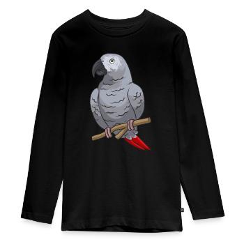 Graupapagei Perroquet gris d’Afrique Papagei - T-shirt manches longues Premium Ado - noir - Devant - AI Model Kid Female (0cm)
