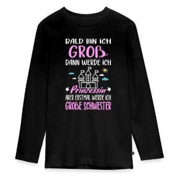 Nachwuchs Ich Werde Große Schwester Prinzessin - Teenager Premium Bio Langarmshirt - Schwarz - Vorne - AI Model Kid Female (0cm)