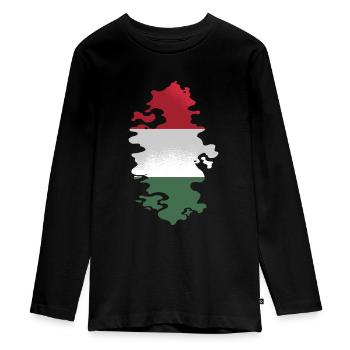 Hungary Flag Hungarian Flag Balaton Hungary - Teenager Premium Organic Long Sleeve Shirt - black - Front - AI Model Kid Female (0cm)