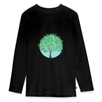 Arbre vert au printemps - T-shirt manches longues Premium Ado - noir - Devant - AI Model Kid Female (0cm)