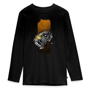 Infernos Brüllen: Säbelzahntiger mit leuchtendem Y - Teenager Premium Bio Langarmshirt - Schwarz - Vorne - AI Model Kid Female (0cm)