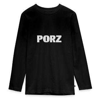 Porz districts White font - Teenager Premium Organic Long Sleeve Shirt - black - Front - AI Model Kid Female (0cm)