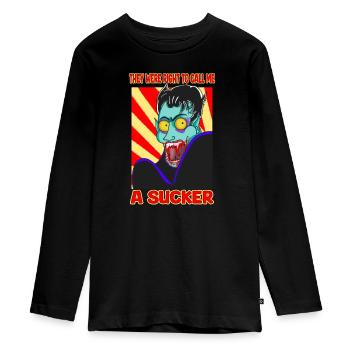 vampire horreur dessin animé humour une ventouse drôle design - T-shirt manches longues Premium Ado - noir - Devant - AI Model Kid Female (0cm)