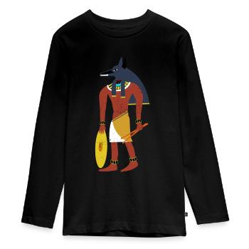 Drummer - Egyptian drummer - Teenager Premium Organic Long Sleeve Shirt - black - Front - AI Model Kid Female (0cm)