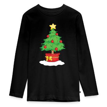 Christmas Tree - T-shirt manches longues Premium Ado - noir - Devant - AI Model Kid Female (0cm)