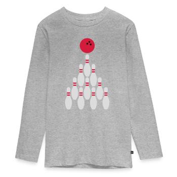 Bowling Kegeln Conception de boules - T-shirt manches longues Premium Ado - gris chiné - Devant
