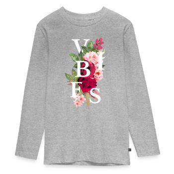 Vibes flowers - T-shirt manches longues Premium Ado - gris chiné - Devant