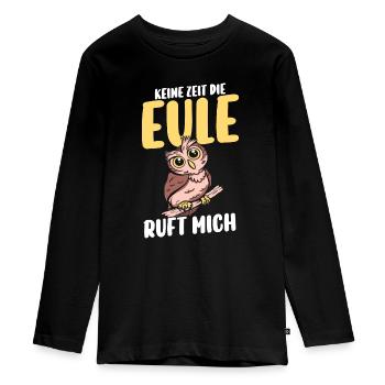 Eulen - Teenager Premium Bio Langarmshirt - Schwarz - Vorne - AI Model Kid Female (0cm)