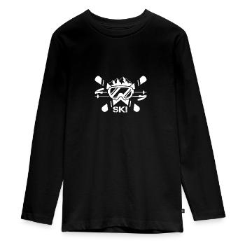 Ski - Teenager Premium Bio Langarmshirt - Schwarz - Vorne - AI Model Kid Female (0cm)