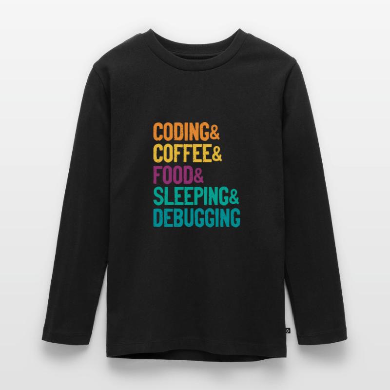Coding Coffee Food Sleeping Debbuging Programmer C Teenager Premium Bio Langarmshirt