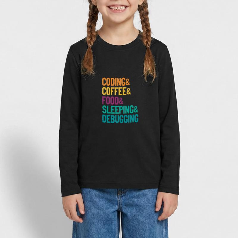 Coding Coffee Food Sleeping Debbuging Programmer C Teenager Premium Bio Langarmshirt