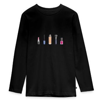 Beauty make-up - Teenager Premium Organic Long Sleeve Shirt - black - Front - AI Model Kid Female (0cm)