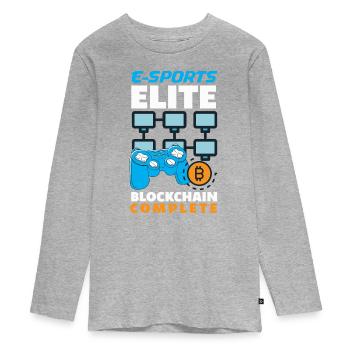 Cryptocurrency Rewards Gaming Blockchain Gamer - Teenager Premium Bio Langarmshirt - Grau meliert - Vorne