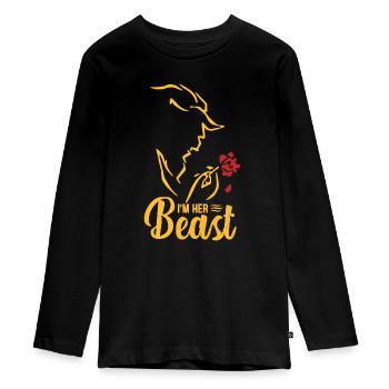 Her beast - Teenager Premium Organic Long Sleeve Shirt - black - Front - AI Model Kid Female (0cm)