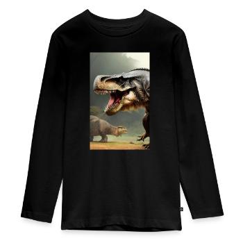 Dinosaures | T-Rex | Tyrannosaure - T-shirt manches longues Premium Ado - noir - Devant - AI Model Kid Female (0cm)