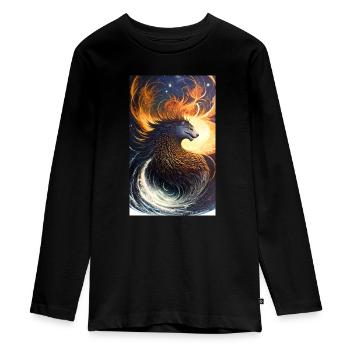Drache | Monster | Fabelwesen | Dinosaurier - Teenager Premium Bio Langarmshirt - Schwarz - Vorne - AI Model Kid Female (0cm)