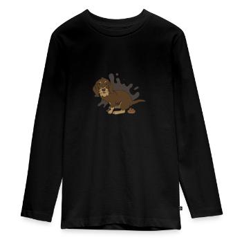 Piles de teckels à poil rugueux - T-shirt manches longues Premium Ado - noir - Devant - AI Model Kid Female (0cm)