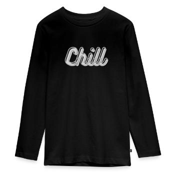 Chill - Tieners Premium Bio shirt met lange mouwen - zwart - Voor - AI Model Kid Female (0cm)
