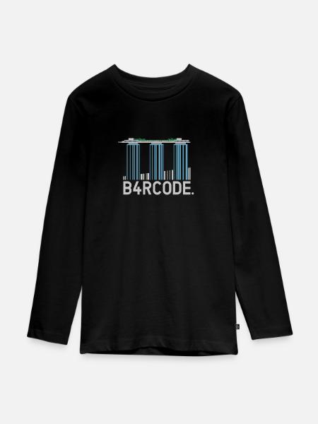 B4RCODE. Singapore - Teenager Premium Bio Langarmshirt - Schwarz