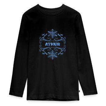 Athur d’hiver - T-shirt manches longues Premium Ado - noir - Devant - AI Model Kid Female (0cm)