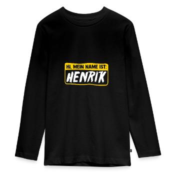 Henrik - Teenager Premium Bio Langarmshirt - Schwarz - Vorne - AI Model Kid Female (0cm)