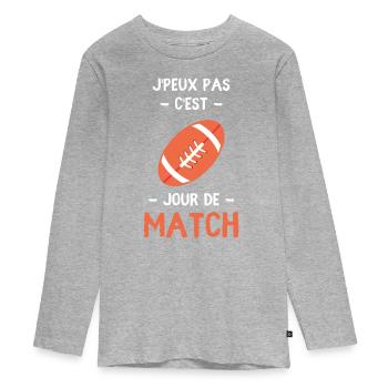 Rugby - T-shirt manches longues Premium Ado - gris chiné - Devant