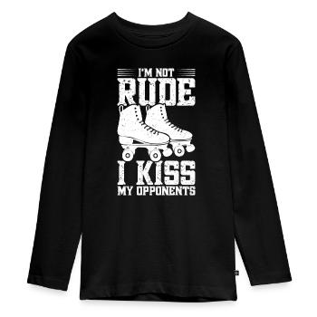 Roller Derby Gear Roller Skating Roller Derby - T-shirt manches longues Premium Ado - noir - Devant - AI Model Kid Female (0cm)