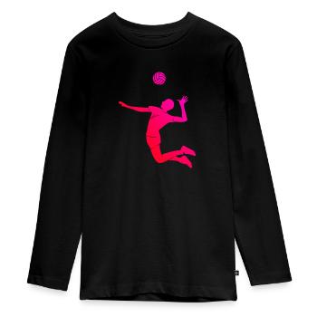 Volleyballspieler Volleyballspielen Volley - Teenager Premium Bio Langarmshirt - Schwarz - Vorne - AI Model Kid Female (0cm)