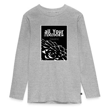 all YOUR wonders Araucaria white - Teenager Premium Organic Long Sleeve Shirt - heather grey - Front