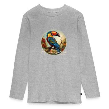 Arenal Volcano Costa Rica - Teenager Premium Bio Langarmshirt - Grau meliert - Vorne