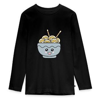 Ramen Nudeln Japan Küche - Teenager Premium Bio Langarmshirt - Schwarz - Vorne - AI Model Kid Female (0cm)