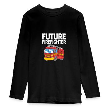 Pompier Pompier - T-shirt manches longues Premium Ado - noir - Devant - AI Model Kid Female (0cm)