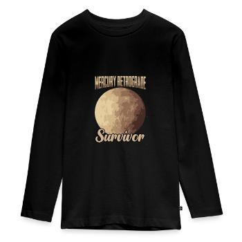Drôle de survivant rétrograde de Mercure pour l’astrologie - T-shirt manches longues Premium Ado - noir - Devant - AI Model Kid Female (0cm)