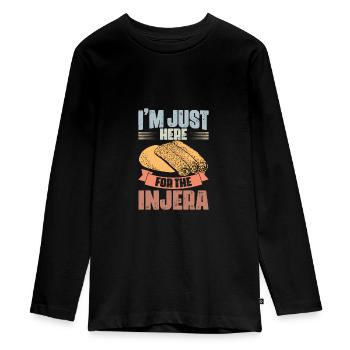 I'm Just Here For The Retro Ethiopian Bread Injera - Teenager Premium Bio Langarmshirt - Schwarz - Vorne - AI Model Kid Female (0cm)