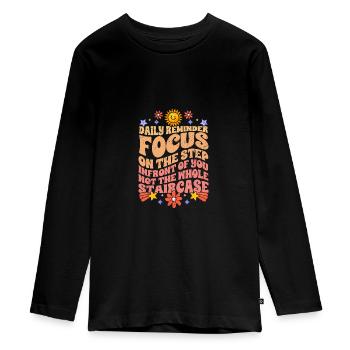 Groovy Daily Reminder Positive Affirmation - T-shirt manches longues Premium Ado - noir - Devant - AI Model Kid Female (0cm)