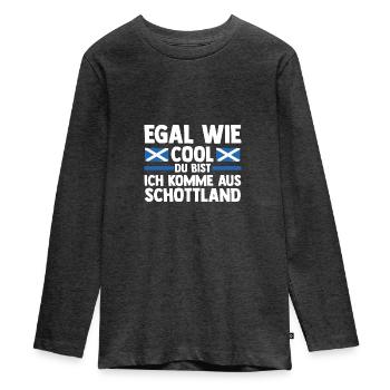 Schotten Schottisch Schottland - Teenager Premium Bio Langarmshirt - Anthrazit meliert - Vorne - AI Model Kid Female (0cm)