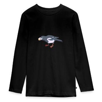 Elster - Teenager Premium Bio Langarmshirt - Schwarz - Vorne - AI Model Kid Female (0cm)