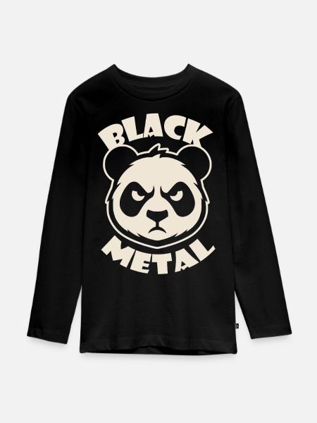 Black Metal/ Panda - Teenager Premium Bio Langarmshirt - Schwarz