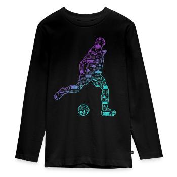 Fussball, Fussballer , Fussballkind - Teenager Premium Bio Langarmshirt - Schwarz - Vorne - AI Model Kid Female (0cm)