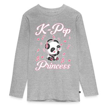 Panda K-Pop Panda Südkorea - Teenager Premium Bio Langarmshirt - Grau meliert - Vorne