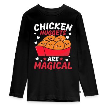 Chicken Nuggets sind magisch Nug Life Nuggies - Teenager Premium Bio Langarmshirt - Schwarz - Vorne - AI Model Kid Female (0cm)