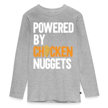 Angetrieben von Chicken Nuggets Nug Life Nuggies - Teenager Premium Bio Langarmshirt - Grau meliert - Vorne