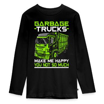 Garbage Truck Trash Collector Recycling Abfall - Teenager Premium Bio Langarmshirt - Schwarz - Vorne - AI Model Kid Female (0cm)