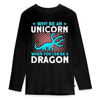 Dragon Dragon Unicorn Unicorn Lovers - Teenager Premium Organic Long Sleeve Shirt - black - Front - AI Model Kid Female (0cm)
