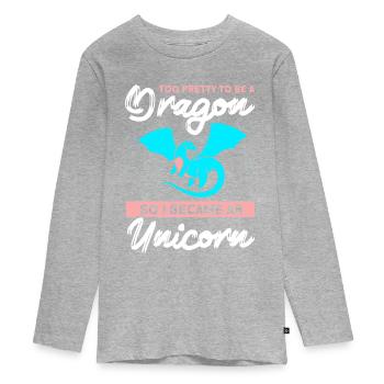 Pretty Dragon Unicorn Unicorn Lover - Teenager Premium Organic Long Sleeve Shirt - heather grey - Front