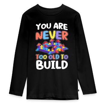 Bauen Klemmbaustein Baustein - Teenager Premium Bio Langarmshirt - Schwarz - Vorne - AI Model Kid Female (0cm)