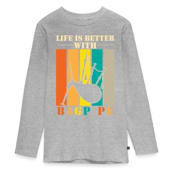 Instrument de musique musicien de cornemuse - T-shirt manches longues Premium Ado - gris chiné - Devant