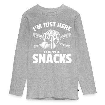 Popcorn Baseball Snack Food Lovers - Teenager Premium Organic Long Sleeve Shirt - heather grey - Front