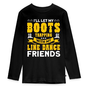 Danseuse en ligne Western Boots Cowboy Western Ta - T-shirt manches longues Premium Ado - noir - Devant - AI Model Kid Female (0cm)